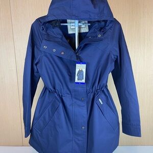 Hunter Woman’s Navy Blue Water-Resistant Hooded Jacket Large NWT